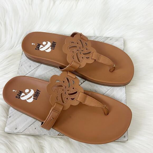 Sam & Libby Tan Flip Flop Sandals Size 9 - Picture 1 of 10